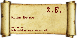 Klim Bence névjegykártya
